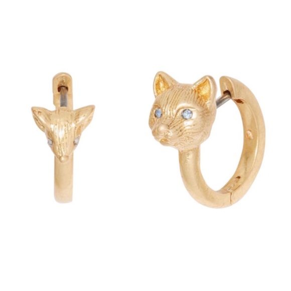 kate spade Jewelry - Kate Spade Gold House Cat & Mouse Huggie Earrings